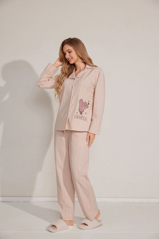 Embroidered Top and Wide-Leg Pajama Set