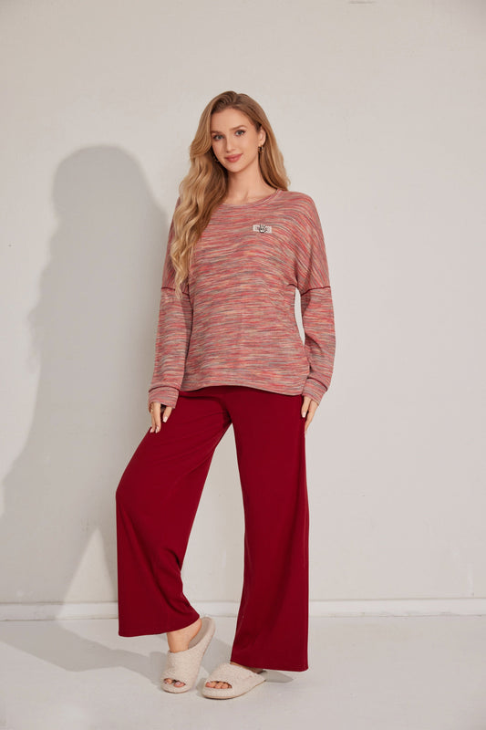 طقم بيجاما بأكمام طويلة من قطعتين 