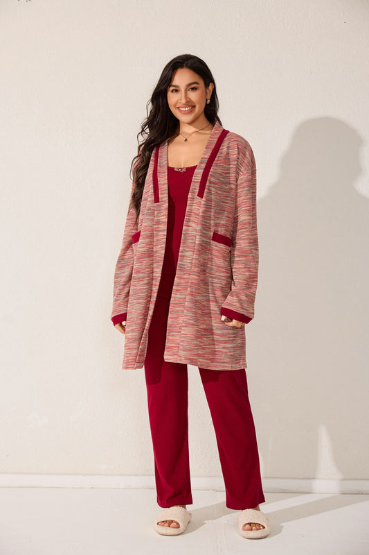 طقم رداء وبيجاما من ثلاث قطع 