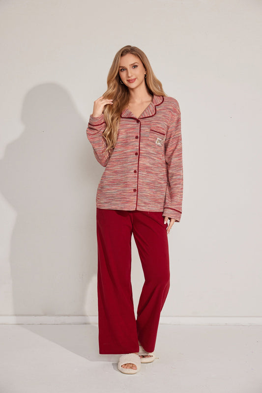 طقم بيجاما مفتوح من قطعتين 