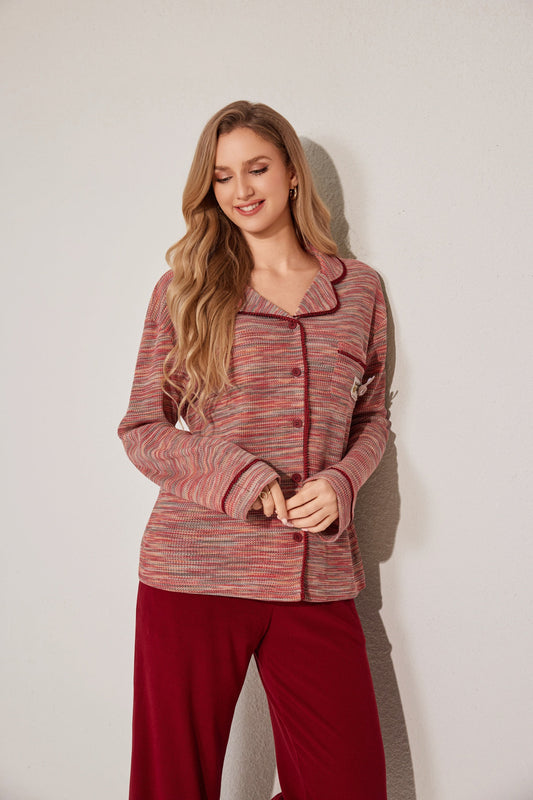 طقم بيجاما مفتوح من قطعتين 