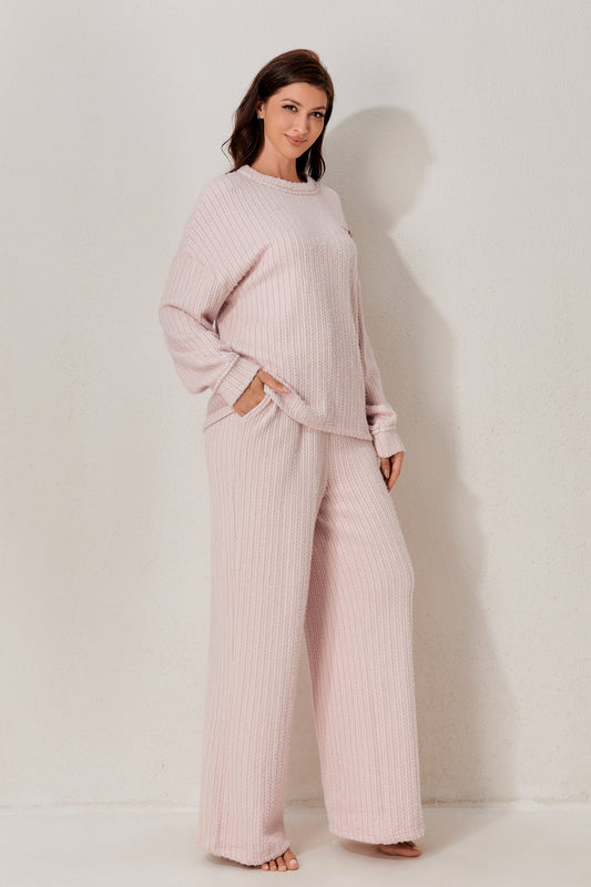 طقم بيجاما بأكمام طويلة من قطعتين 