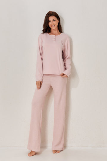 طقم بيجاما مخطط من ثلاث قطع مع رداء 