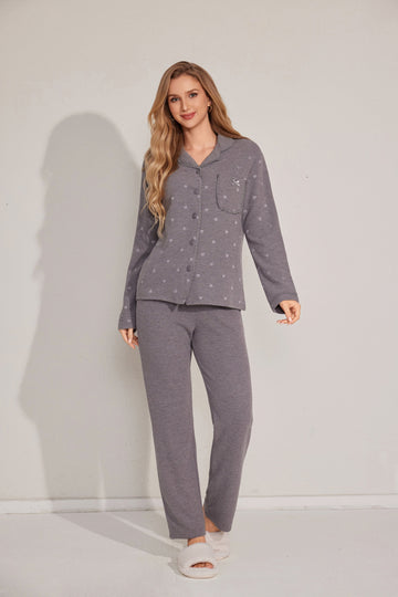 طقم بيجاما مطبوع من قطعتين