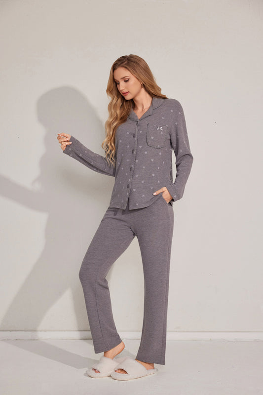 طقم بيجاما مطبوع من قطعتين