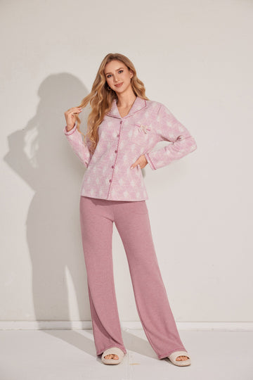 Two-piece open front pajama set