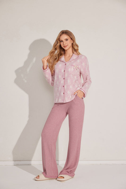 Two-piece open front pajama set