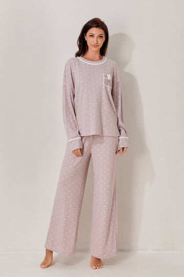 Two-piece long sleeve pastel pajama set