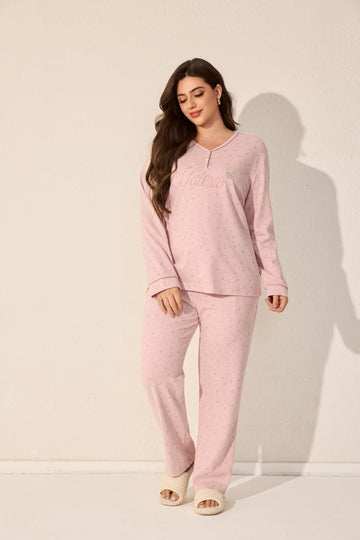 Jumbo two-piece long-sleeve pajama set