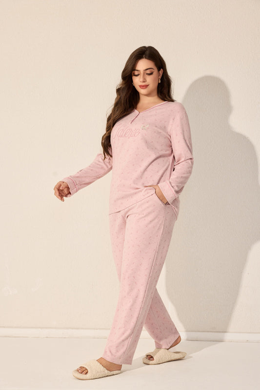 Jumbo two-piece long-sleeve pajama set