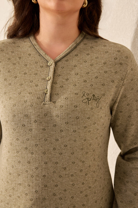 طقم بيجاما بأكمام طويلة من قطعتين مقاس جامبو