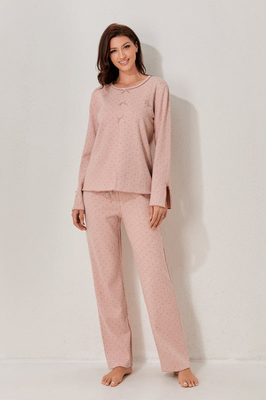 طقم بيجاما بأكمام طويلة من قطعتين 