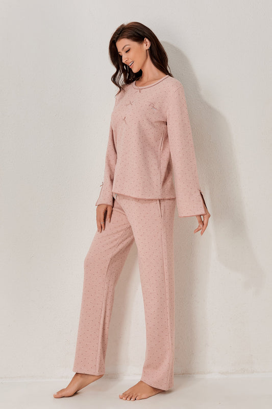 طقم بيجاما بأكمام طويلة من قطعتين 