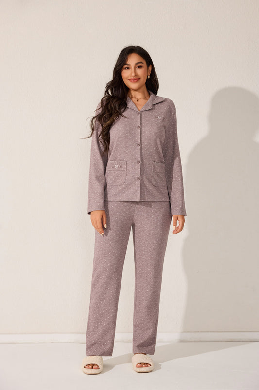 Open long-sleeve pajama set
