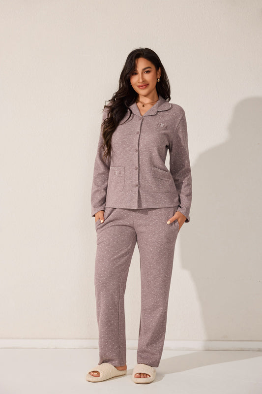 Open long-sleeve pajama set