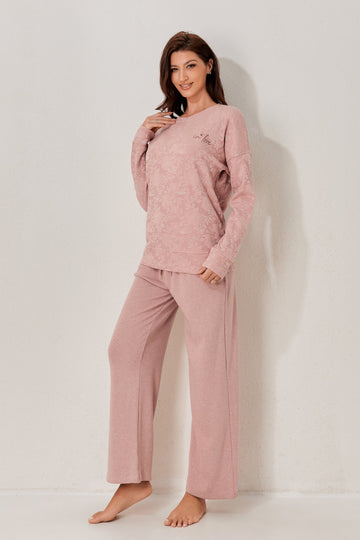 طقم بيجاما بأكمام طويلة من قطعتين 