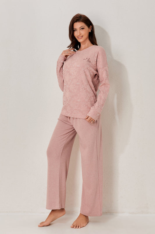 طقم بيجاما بأكمام طويلة من قطعتين 