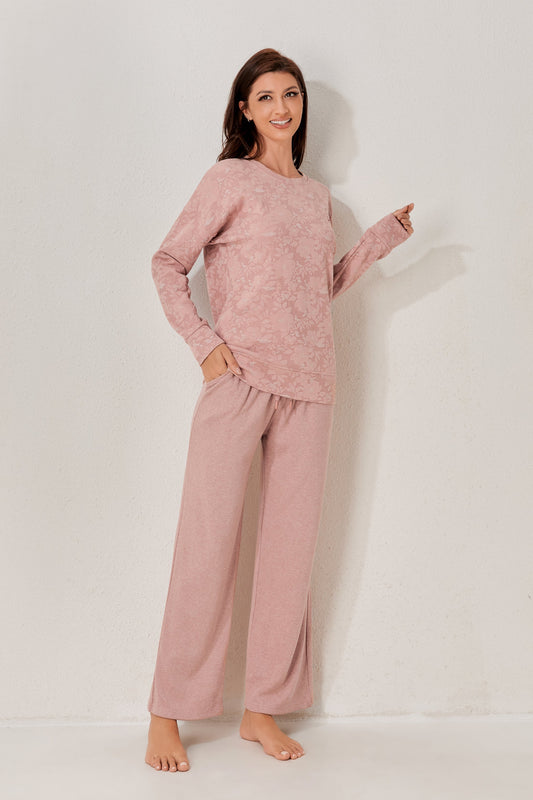 طقم بيجاما بأكمام طويلة من قطعتين 