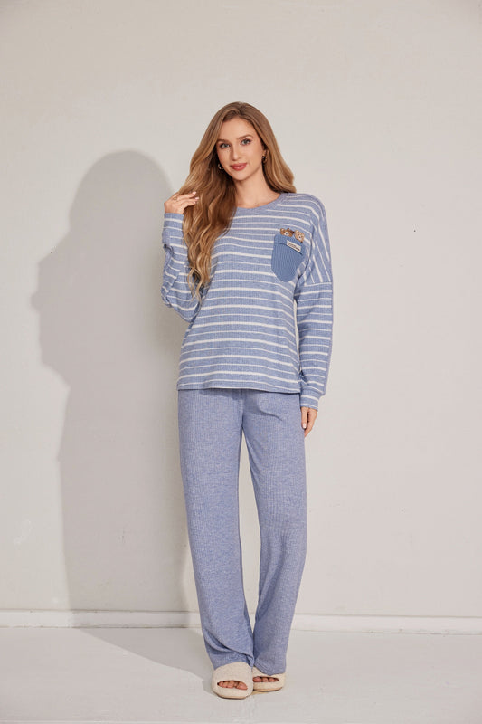 Two-piece striped pajama set in soft fabric