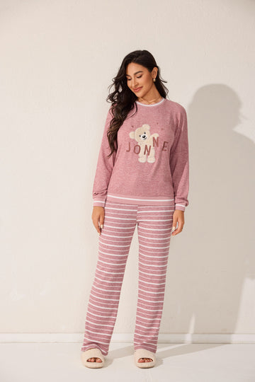 Striped long-sleeve two-piece pajama set
