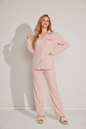 Two-piece open pajama set in soft stock fabric