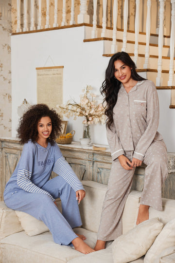 Two-piece open pajama set in Kativa fabric