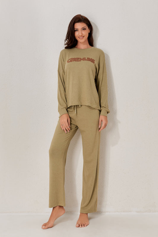 Minimalist slogan lounge pajama set