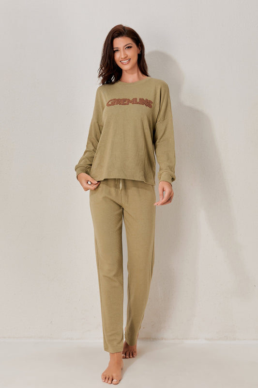 Minimalist slogan lounge pajama set