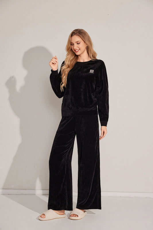 Velvet-effect cozy lounge pajama set