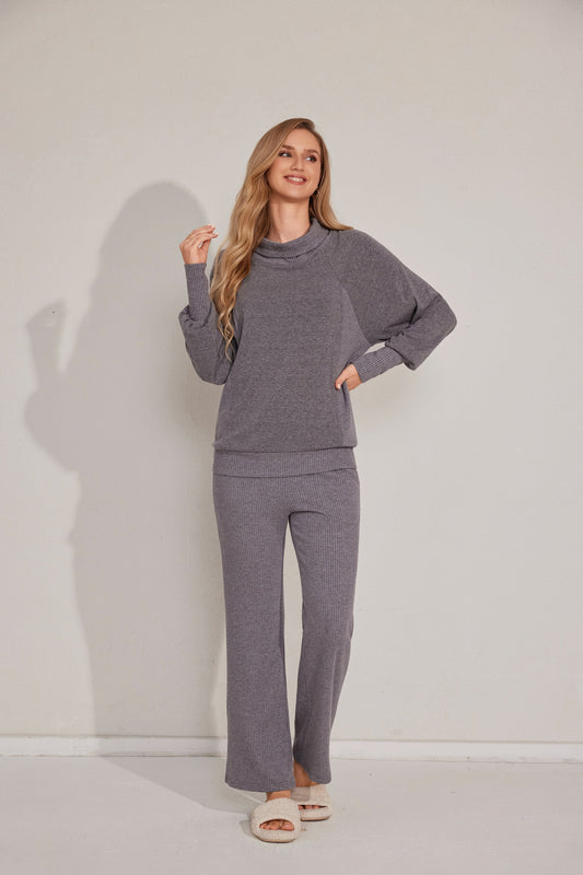 Ribbed texture two-piece classic pyjamas