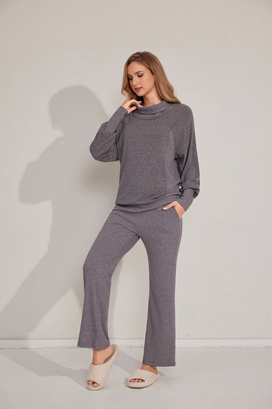 Ribbed texture two-piece classic pyjamas
