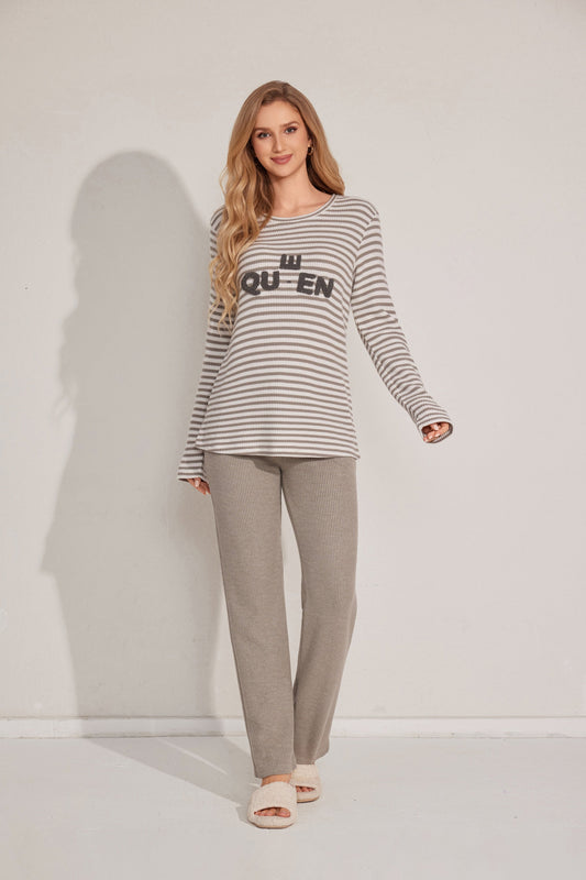 Striped top duo ladies pyjamas