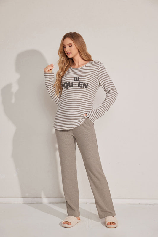 Striped top duo ladies pyjamas