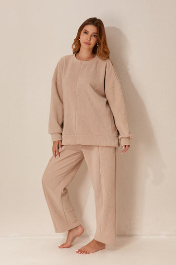 طقم بيجاما بأكمام طويلة من قطعتين 