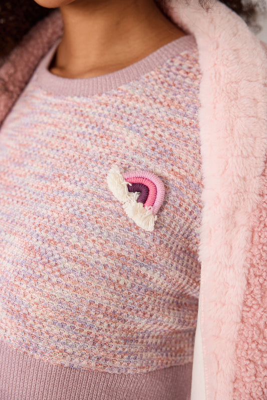 طقم بيجاما بأكمام طويلة من قطعتين مع نسيج متباين
